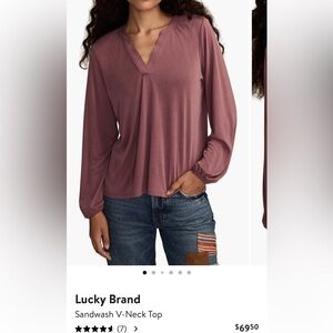 Lucky Brand Sandwash V-Neck Top in Crushed Berry, size XXL, Like New